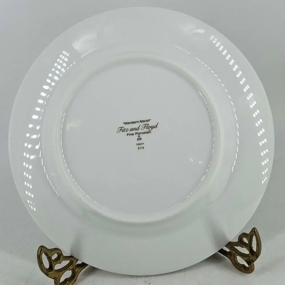 Vintage set of 6 Fitz and Floyd Mandarin Marsh porcelain salad plate